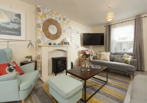 The living room at Puffin Way, Lelant