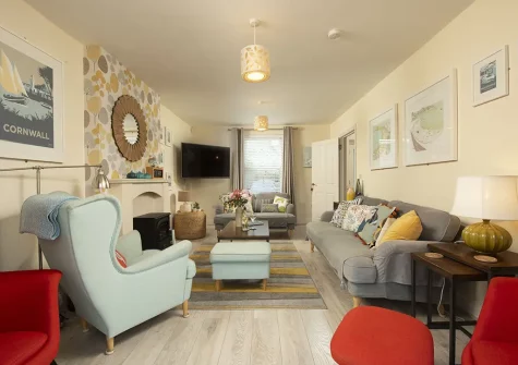 The living room at Puffin Way, Lelant