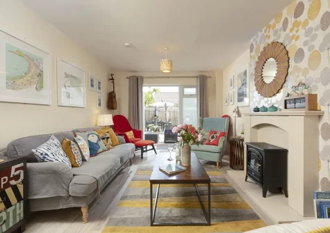 The living room at Puffin Way, Lelant