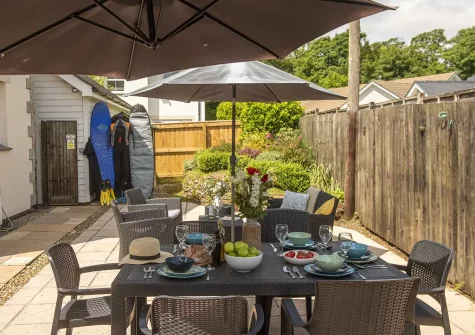 The patio & alfresco dining area at Puffin Way, Lelant