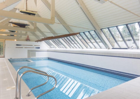 The heated swimming pool at Puggiestone House, Chagford
