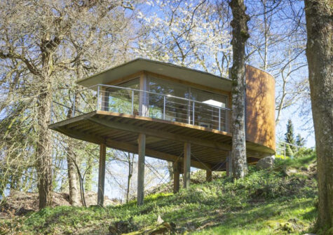 Outside the tree house at Puggiestone House, Chagford