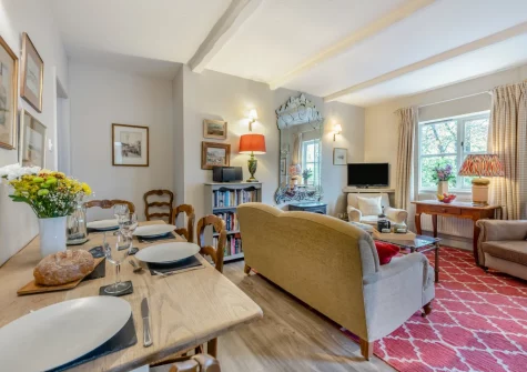 The living & dining area at Pyworthy Cottage, North Tamerton