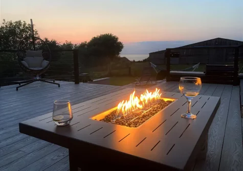 The decked patio & outdoor sitting area at Quay West, Lee