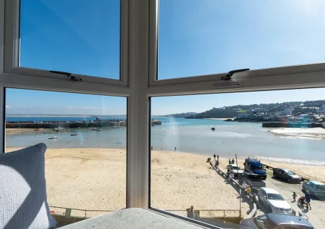 The view from the living area at Quayside Apartment, The Wharf, St Ives