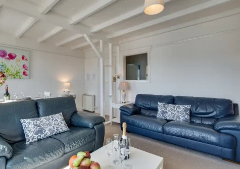 The living area at Quayside Apartment, The Wharf, St Ives
