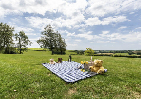 The garden & far-reaching countryside view at Rattery Lodge, Rattery