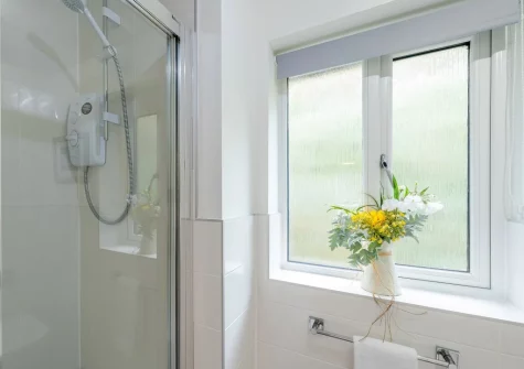 Bedroom #1 en-suite shower room at Ridge View Apartment, Westward Ho!