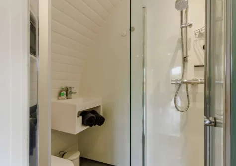The shower room at River Avon Retreat, Avonwick