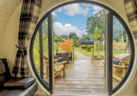 Step out onto the terrace with outdoor sitting area & hot tub