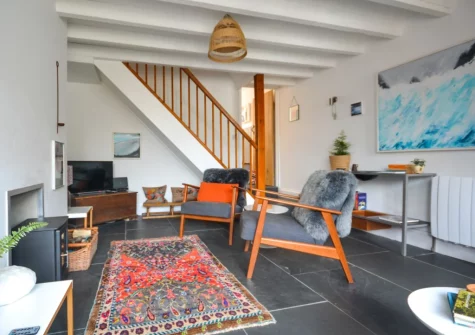 The living room at River Cottage, Polruan