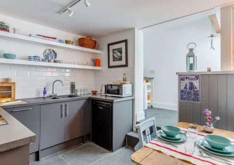 The kitchen & dining area at River Cottage, Polruan