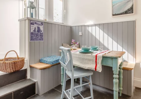 The dining area at River Cottage, Polruan