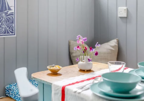 The dining area at River Cottage, Polruan