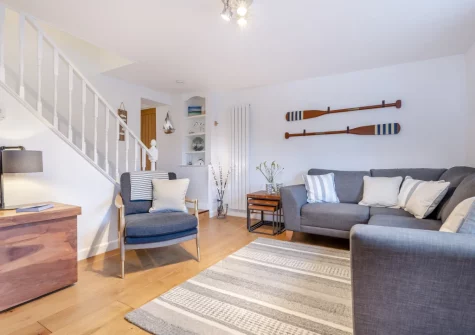 The living room at River Watch, Fowey