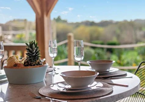 The alfresco dining area at Riverbank Rose, Relubbus