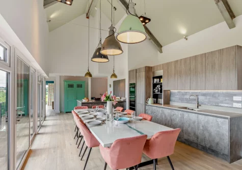 The kitchen & dining area at Riverview Farmhouse, Paynter's Cross