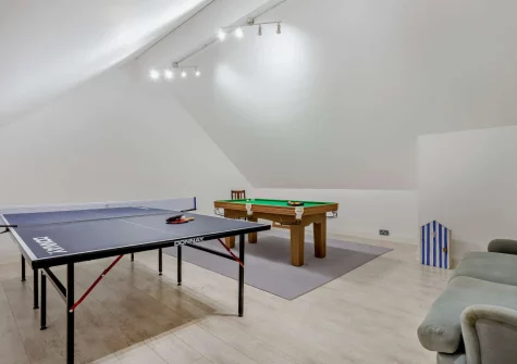 The games room at Riverview Farmhouse, Paynter's Cross
