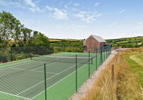 The tennis court at Riverview Farmhouse, Paynter's Cross