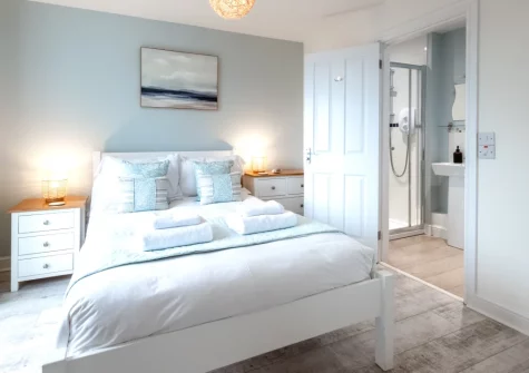 Bedroom #1 at Rock Rose Cottage, Appledore