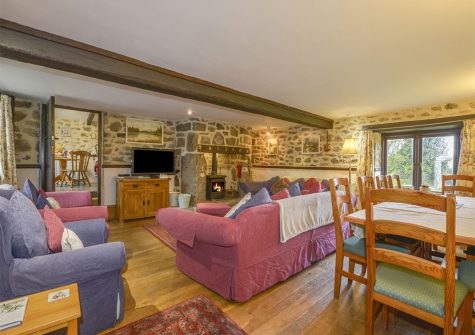 The open-plan living & dining area at Rockmead, Lettaford