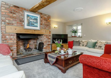 The living area at Rocombe Thatch, Higher Gabwell