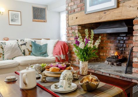The living area at Rocombe Thatch, Higher Gabwell