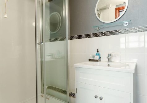 The bathroom at Rocombe Thatch, Higher Gabwell
