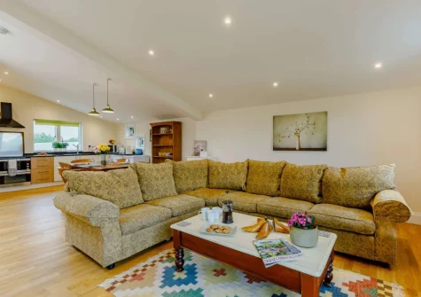 The living area at Rogford Barn, Templeton