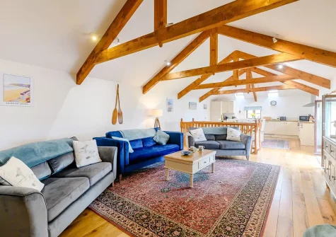 The living area at Rooks Nest, Hilltown Farm, Mariansleigh