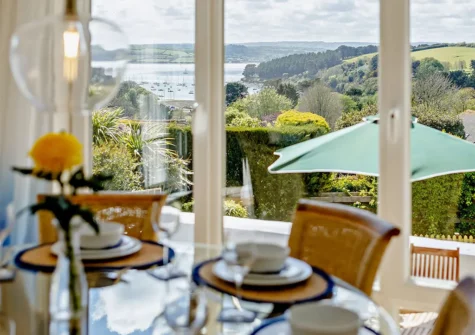 The view from the dining area at Ros Creek Cottage, St Just in Roseland