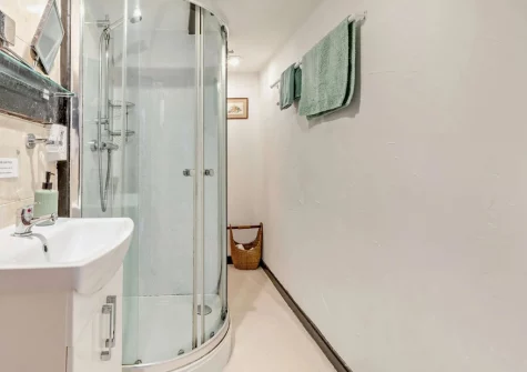 The shower room at Rose Cottage at Fairview, West Down