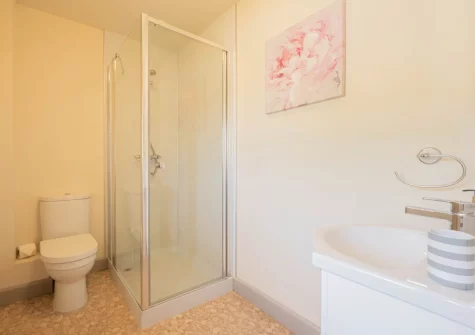 The shower room at Rose Cottage at Higher Worthyvale Farm, Camelford
