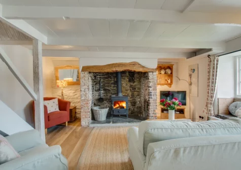 The living area at Rose Cottage, Helford