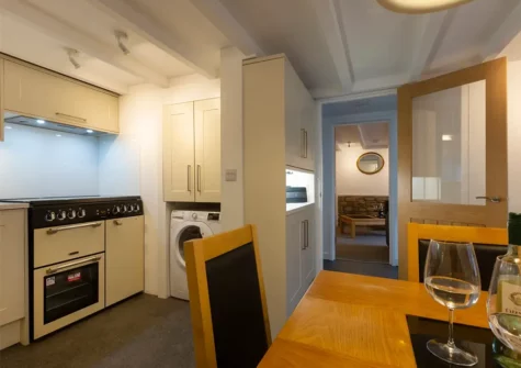 The kitchen & dining area at Rose Cottage, St Ives