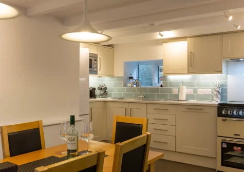 The kitchen & dining area at Rose Cottage, St Ives