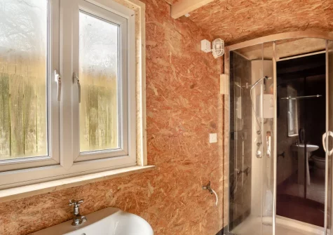 The pool house shower room at Rose Retreat, Perranporth