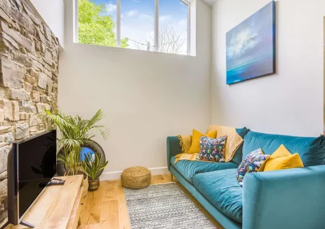 The living area at Rose Week Cottage, Langtree