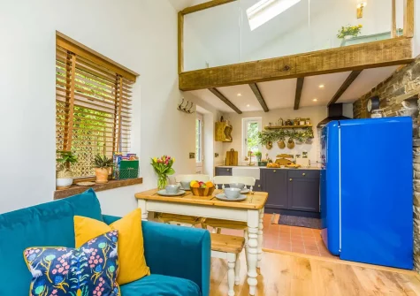 The living & dining area at Rose Week Cottage, Langtree