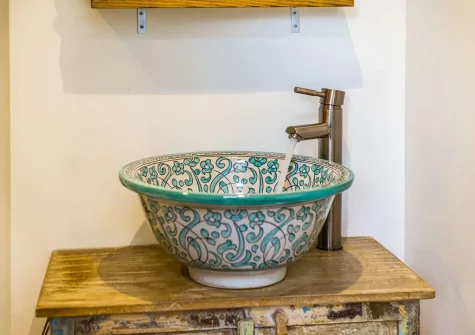 The shower room at Rose Week Cottage, Langtree