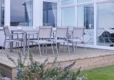 The decked patio at Rosehill, Goodrington