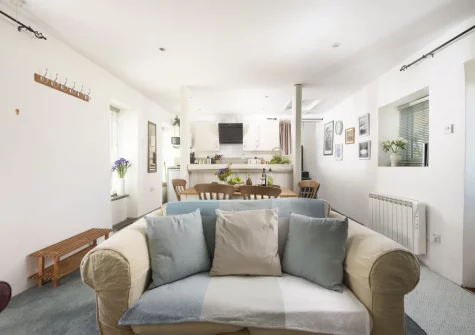 The living area at Roseland Cottage, Perranwell Station