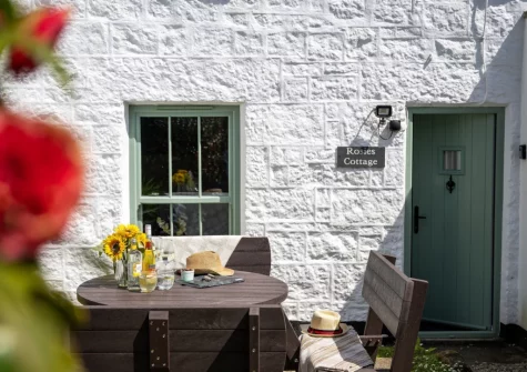 The patio & alfresco dining area at Rosie's Cottage, Mousehole