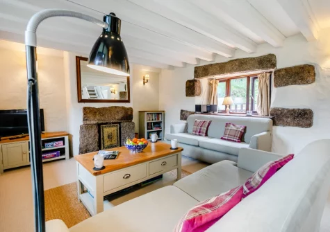 The living area at Ruby Farm Cottage, Porkellis