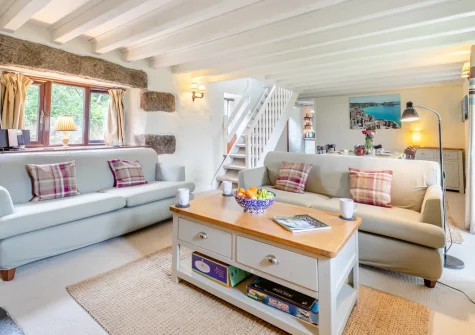The living area at Ruby Farm Cottage, Porkellis