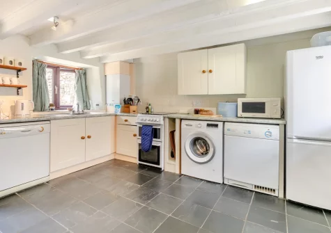 The kitchen at Ruby Farm Cottage, Porkellis