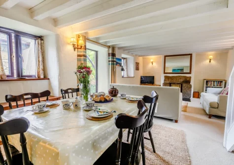 The dining area at Ruby Farm Cottage, Porkellis