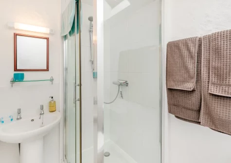 Bedroom #1 en-suite shower room at Ruby Farm Cottage, Porkellis