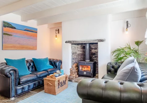 The living room at Ruth's Cottage, St Teath
