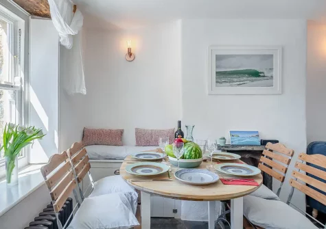 The dining area at Ruth's Cottage, St Teath
